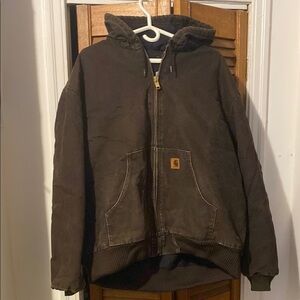 Vintage Carhartt Men's Brown Hooded Jacket